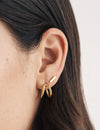 Gold Double Huggie Hoops & Bar Stud Earrings