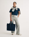 Navy London Logo Canvas Tote Bag