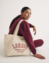 Beige London Logo Canvas Tote Bag