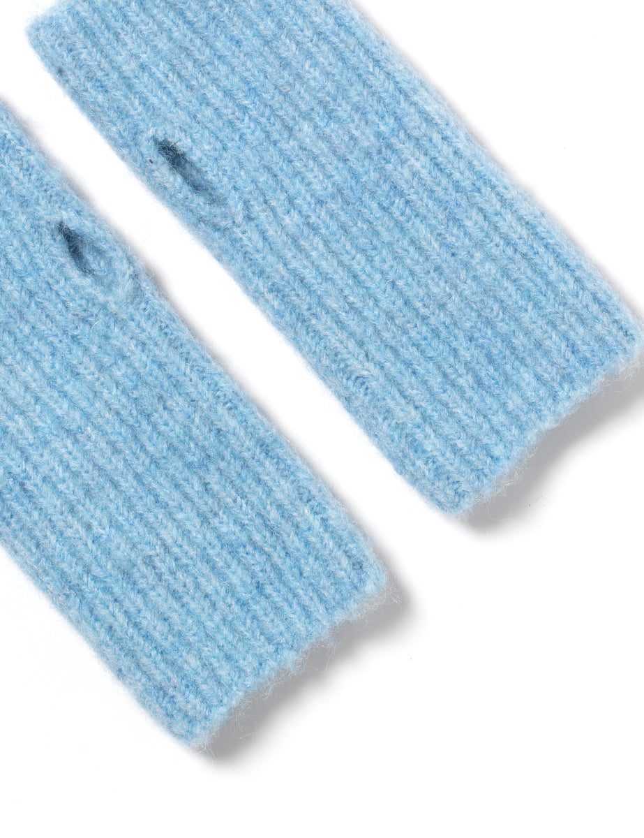 Blue Knitted Wrist Warmers