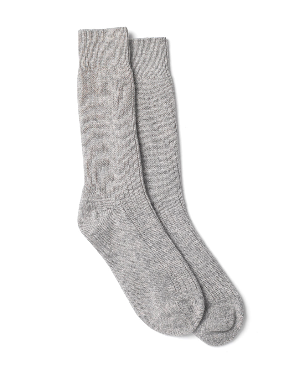 Grey Wool Ribbed Socks