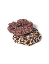 Floral & Leopard Print Scrunchie Two Pack