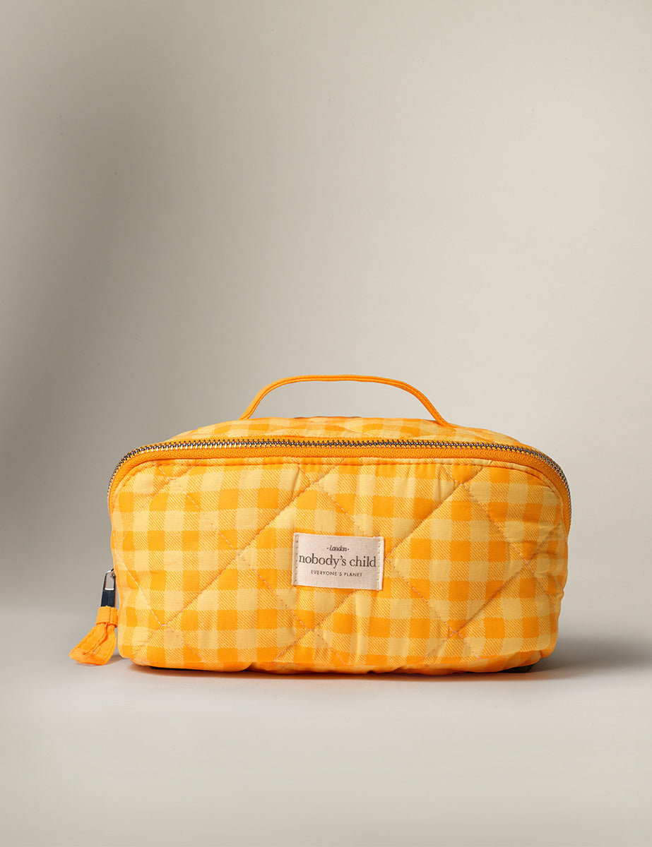 Yellow Gingham Large Wash Bag