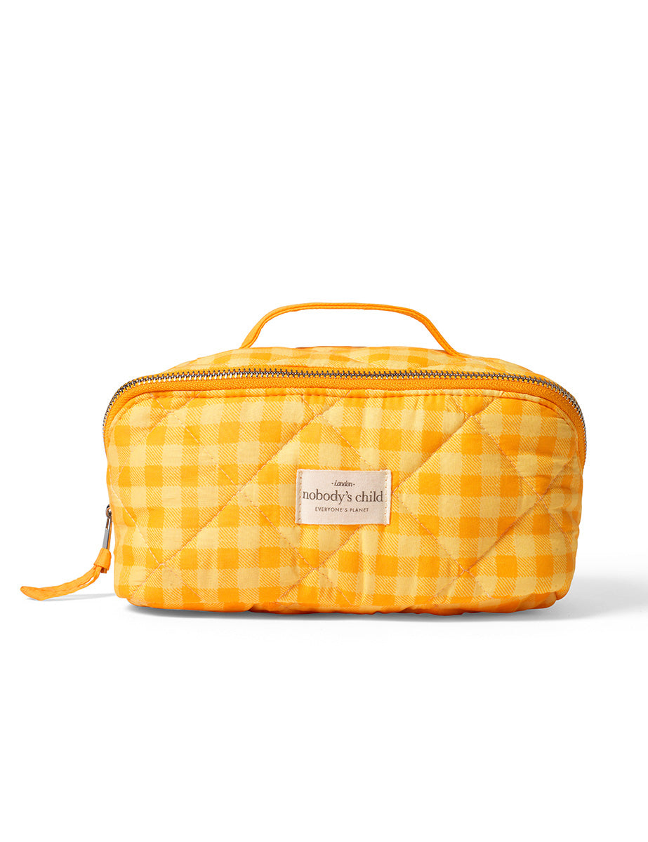 Yellow Gingham Large Wash Bag