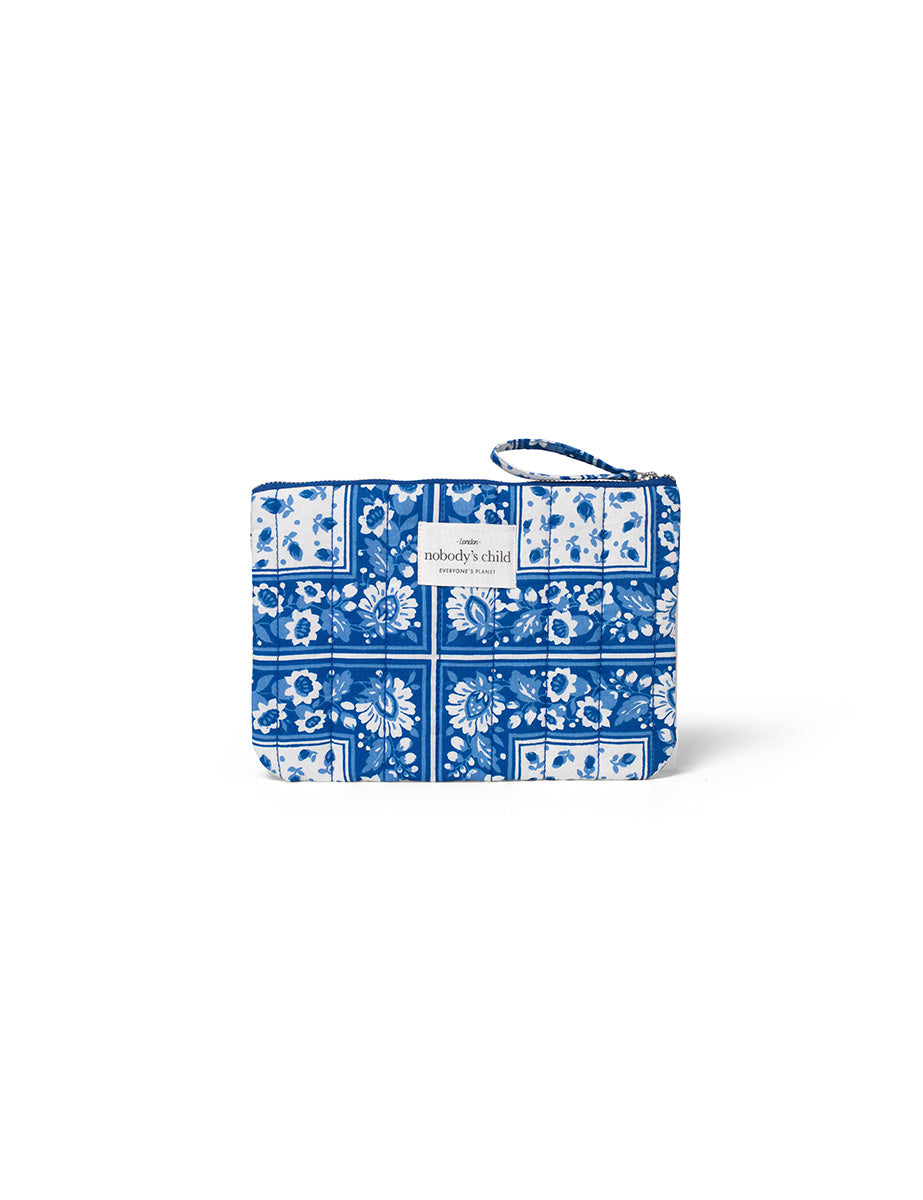 Blue Printed Zip Pouch