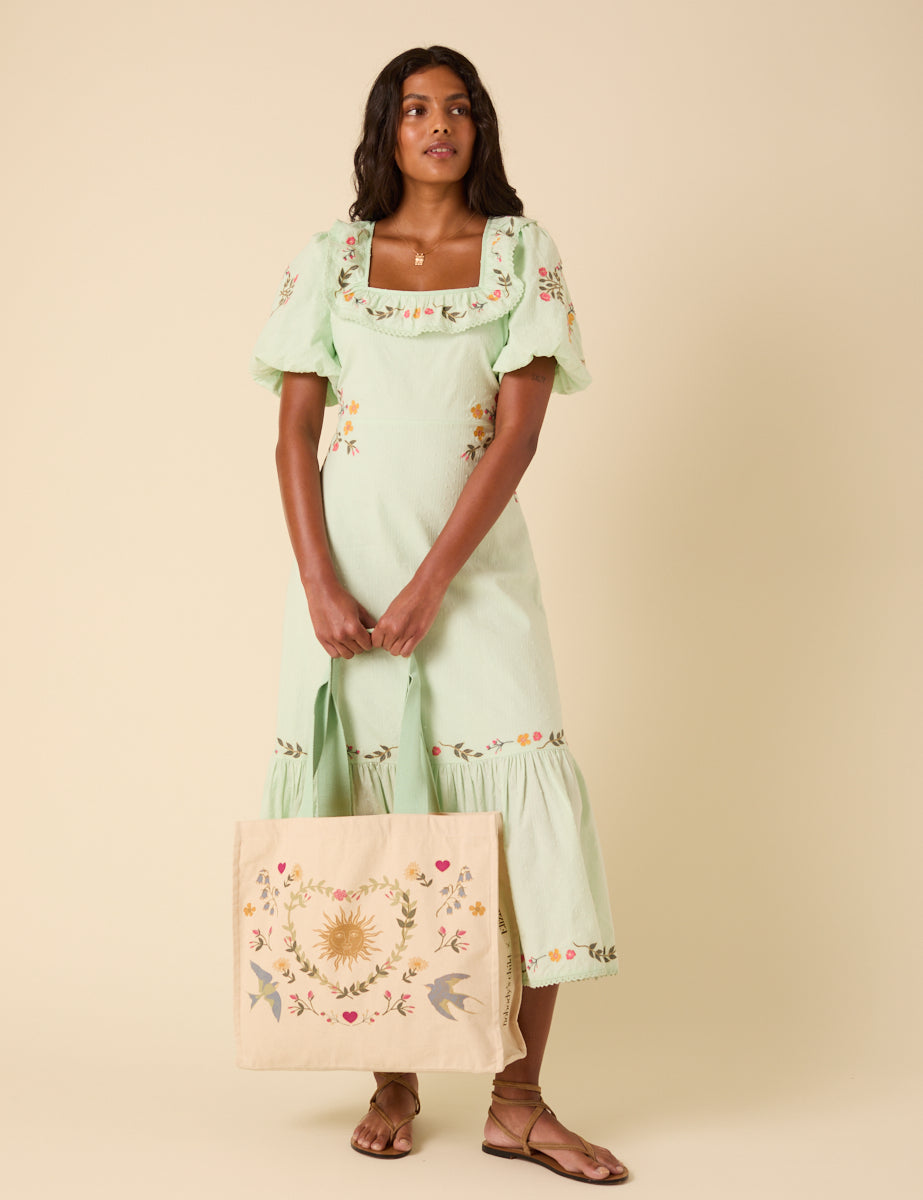 Floral Printed Canvas Tote Bag