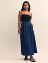 Dark Wash Denim Maxi Skirt