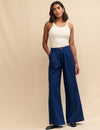 Dark Wash Double Pleat Wide Leg Ava Trousers