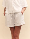 White Linen-blend Jet Short