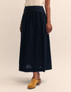 Black Drop Waist Midi Skirt