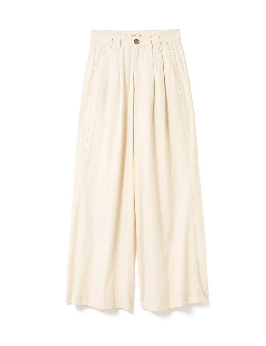 Beige Pleated Wide Leg Ava Trousers