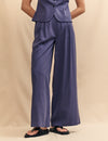 Blue Tailored Front Pleat Trousers