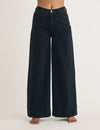 Black Denim Super Wide Leg Jeans