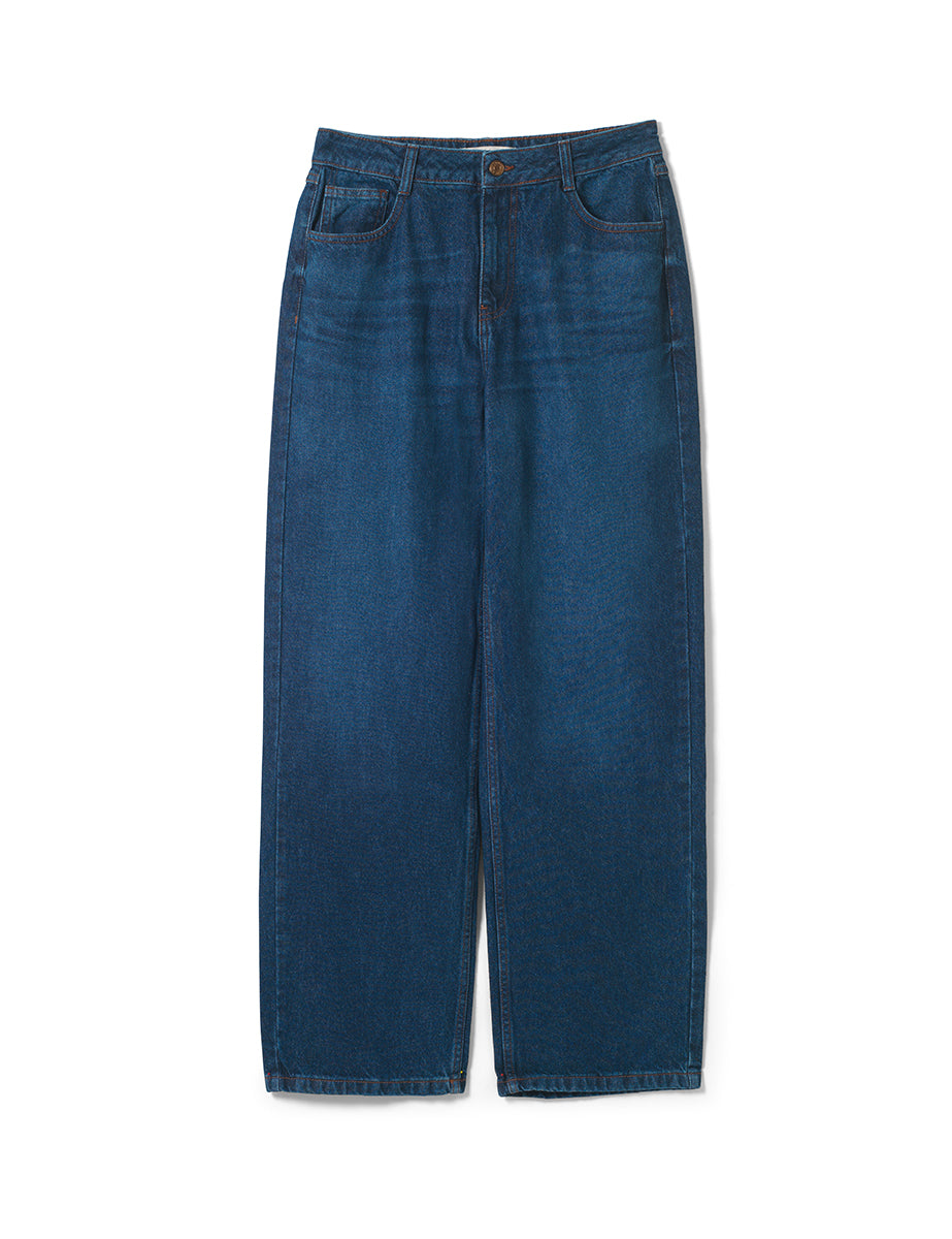 Mid Wash Relaxed Straight Jeans