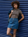 Denim Zip Through Mini Skirt