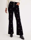 Black Cord Embroidered Flared Trousers