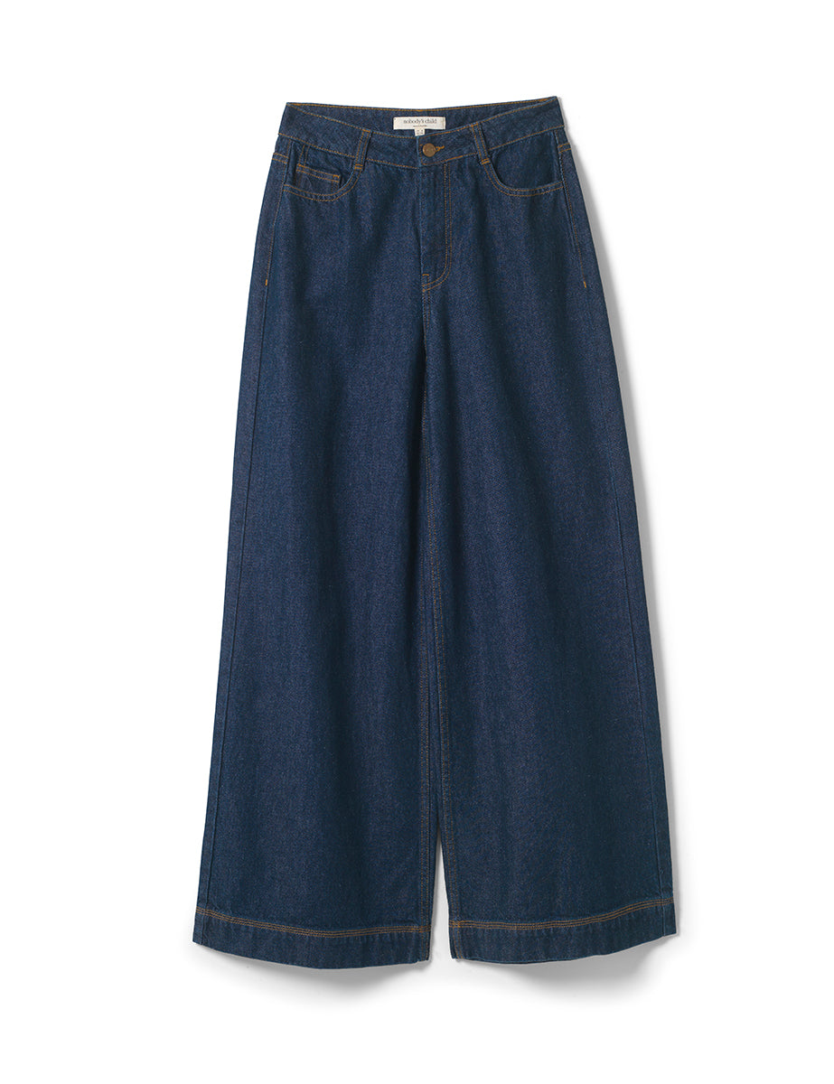 Dark Wash Denim Super Wide Leg Jeans