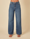 Mid Wash Denim High Rise Wide Leg Jeans