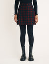 Tartan Check Cord Button Through Mini Skirt