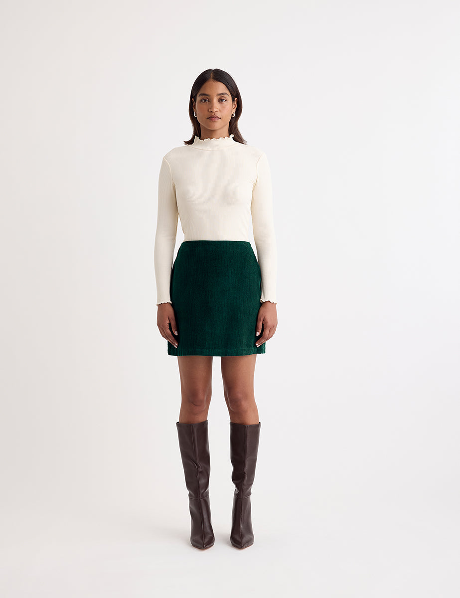 Green Cord Mini Skirt