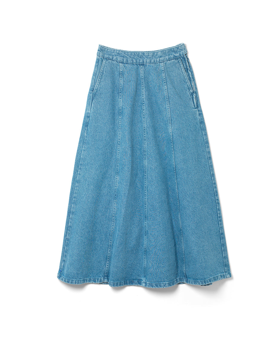 Blue Mid Wash Denim Midi Skirt