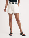 White Double Pleat Front Shorts