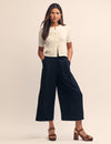 Black Pleated Cropped Wide Leg Zeena Trousers