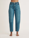 Mid Wash High Rise Barrel Leg Jeans