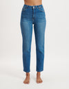 Mid Wash High Rise Slim Leg Jeans