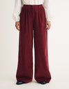 Red Cord Pleated Wide Leg Ava Trousers