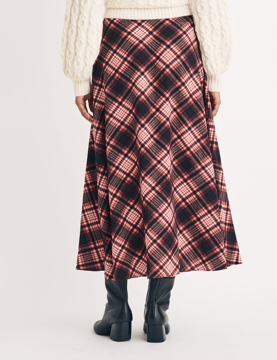 Pink Check Milo Midi Skirt