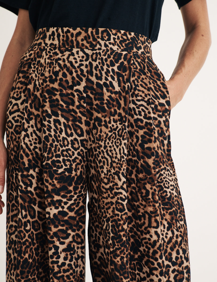 Leopard Print Wide Leg Zeena Trousers