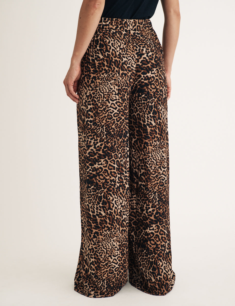 Leopard Print Wide Leg Zeena Trousers