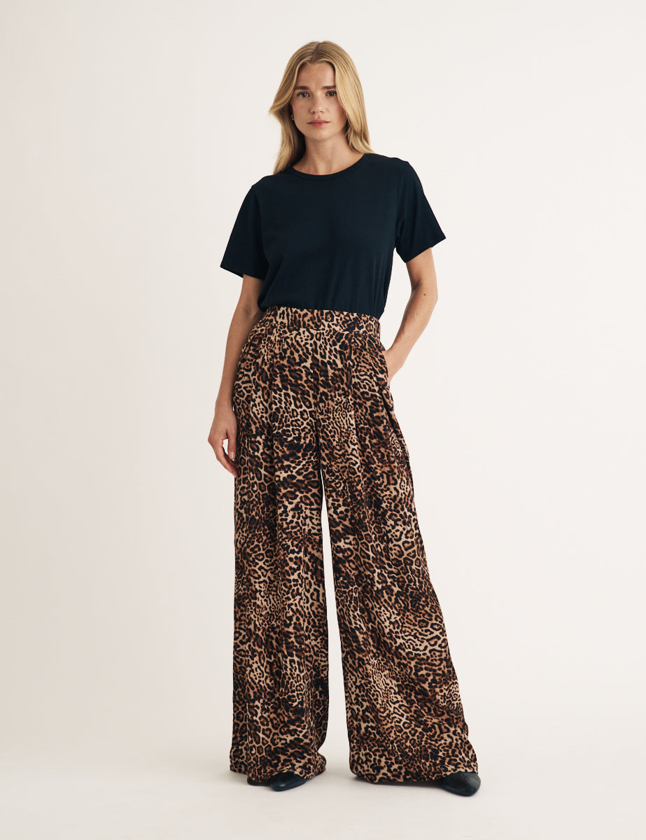 Leopard Print Wide Leg Zeena Trousers