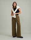 Green Tie Waist Wide Leg Trousers