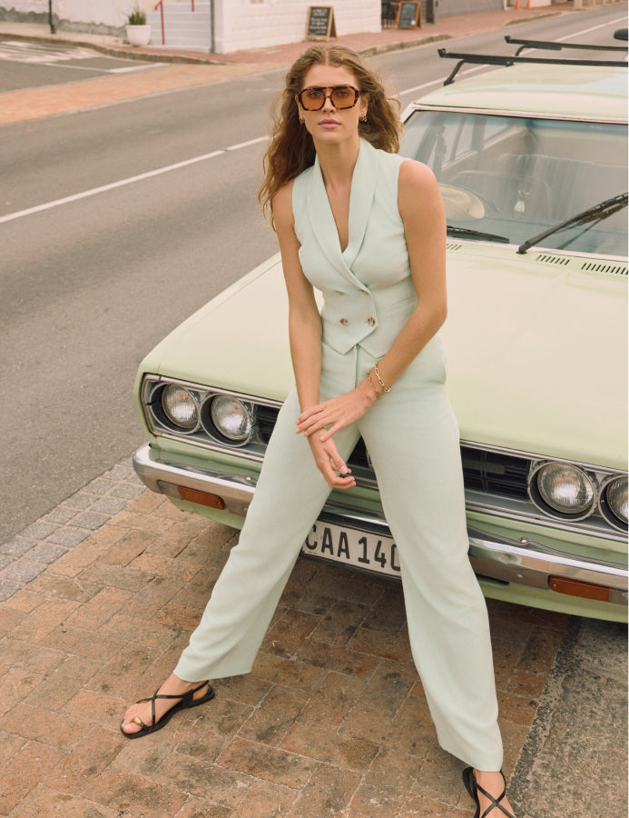 Mint Green Straight Leg Trousers