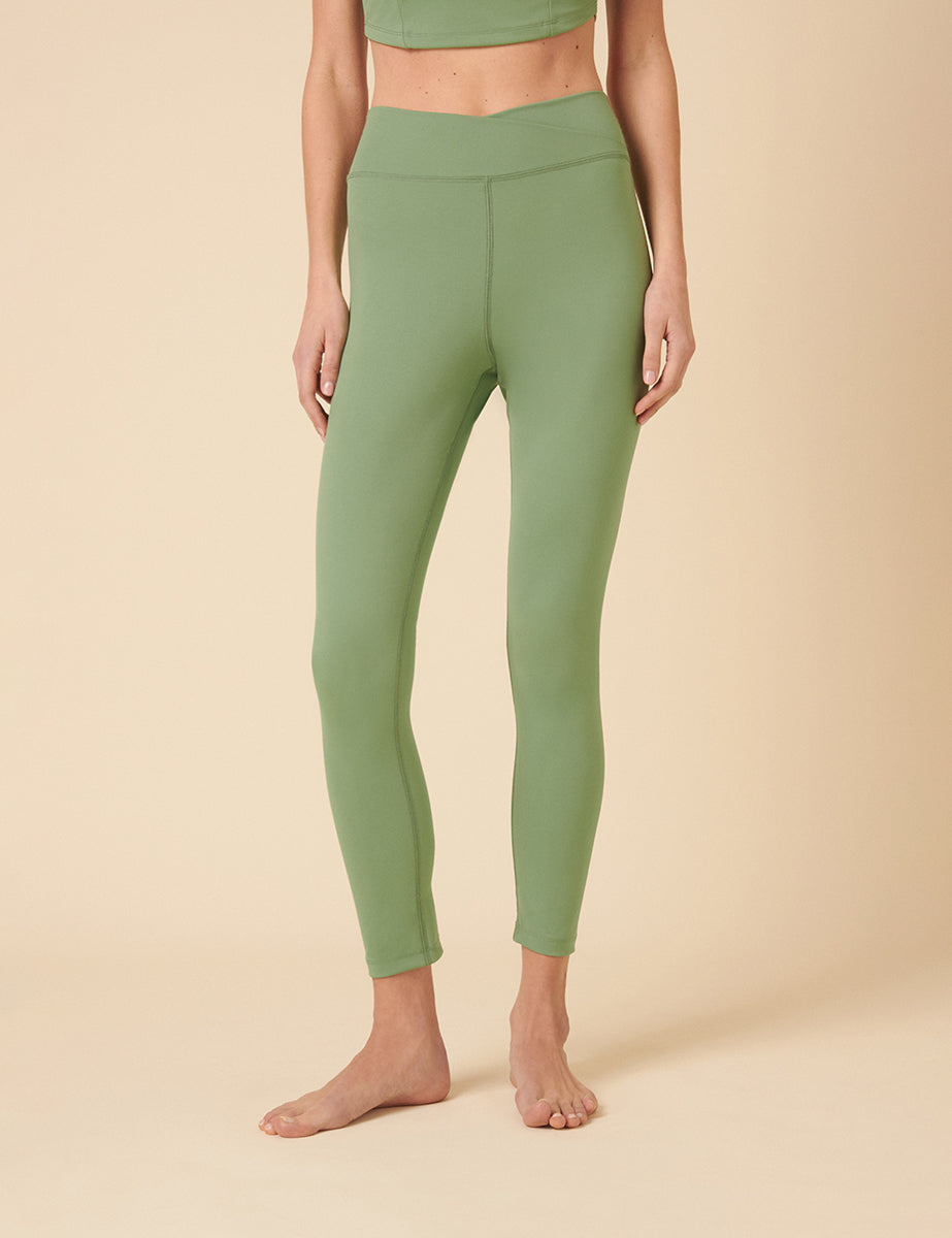 Green Cross Front Active Leggings