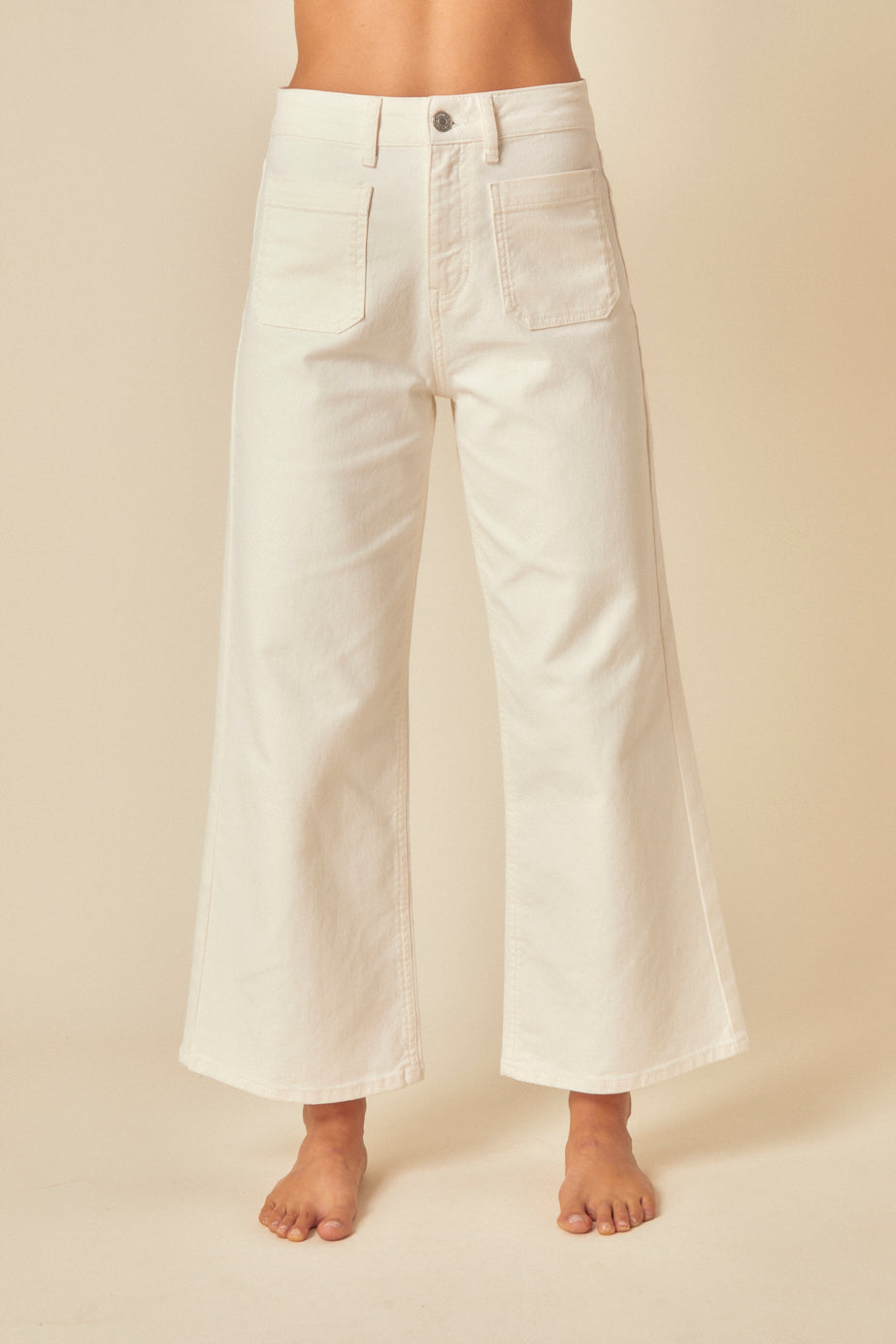 White Cropped Wide Leg Jeans