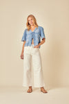 White Cropped Wide Leg Jeans