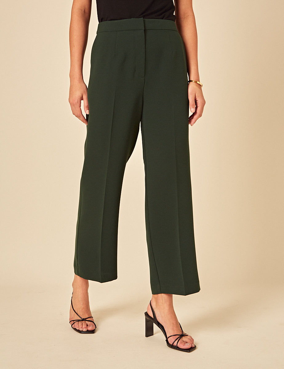 Forest Green Straight Leg Trousers