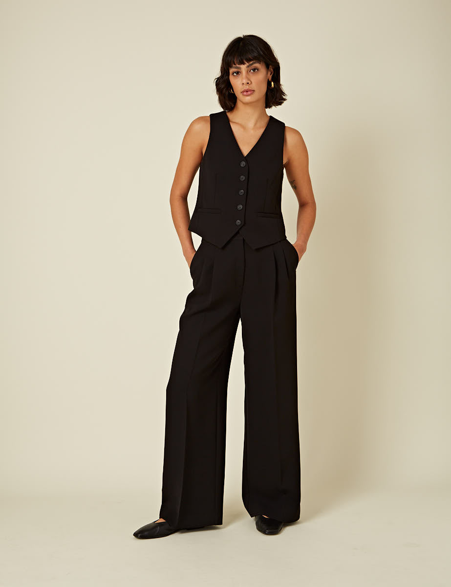 Black Tailored Crepe Trousers