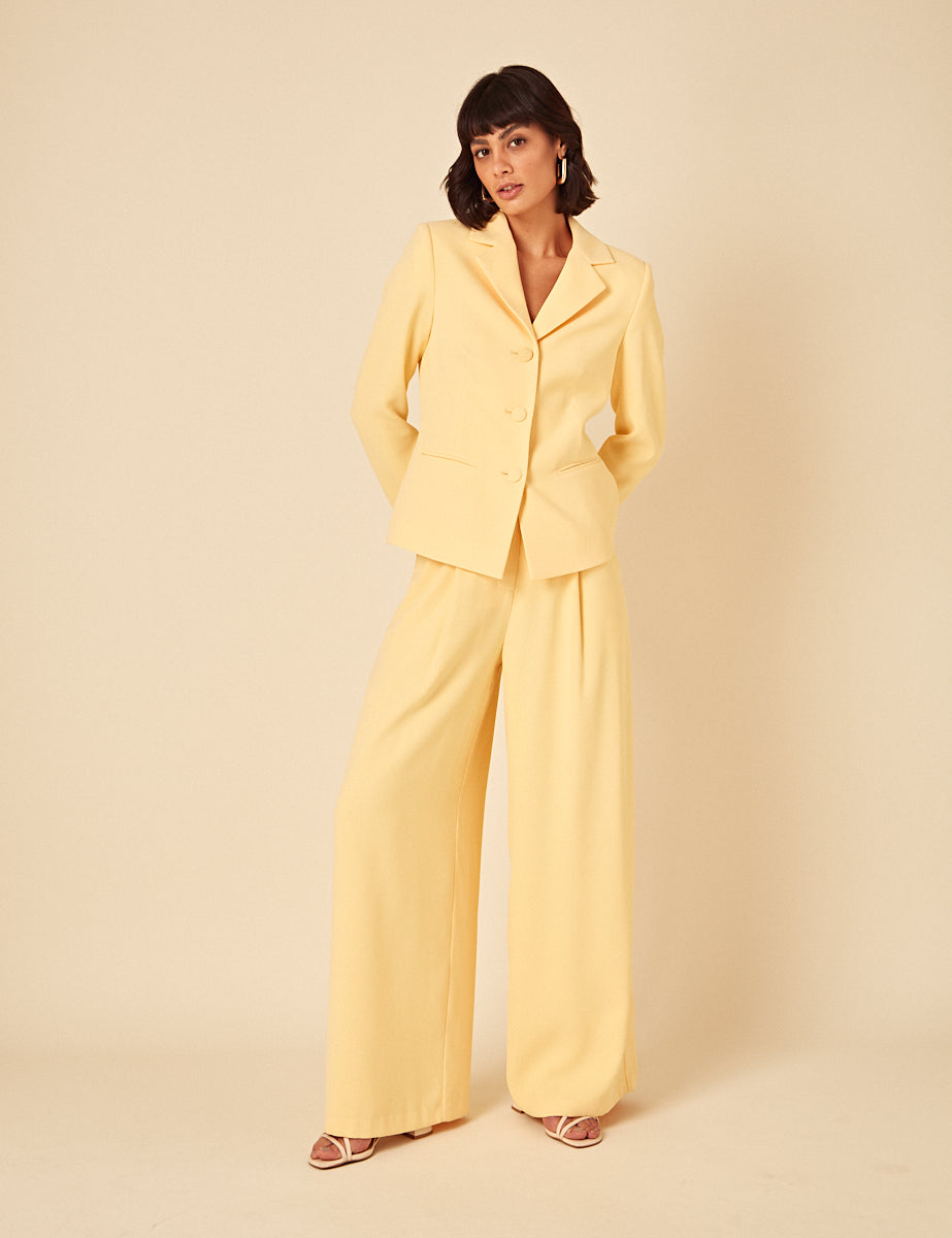 Butter Yellow Wide Leg Trousers