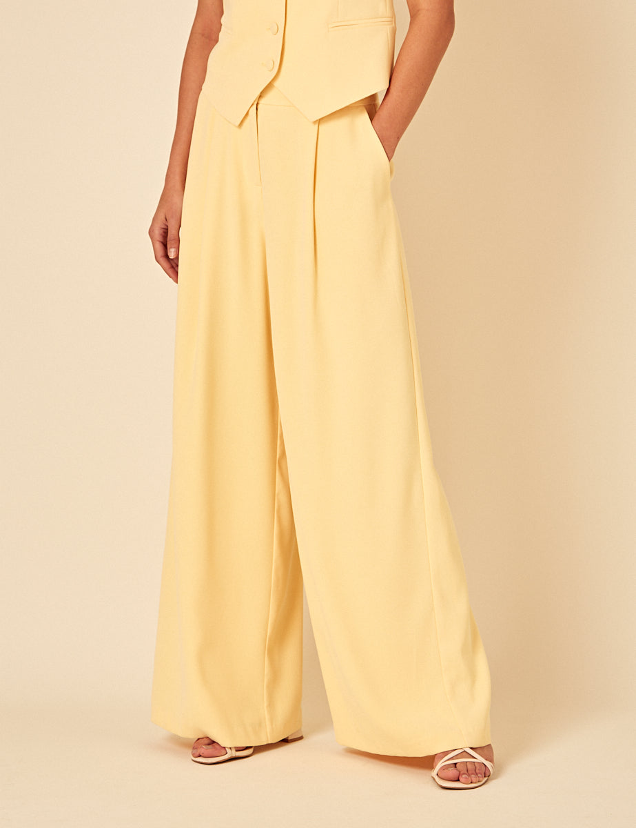 Butter Yellow Wide Leg Trousers