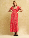 Red Ditsy Floral Suki Midi Dress