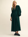 Dark Green Cord Long Sleeve Starlight Midi Dress