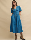 Mid Wash Blue Denim Starlight Midi Dress