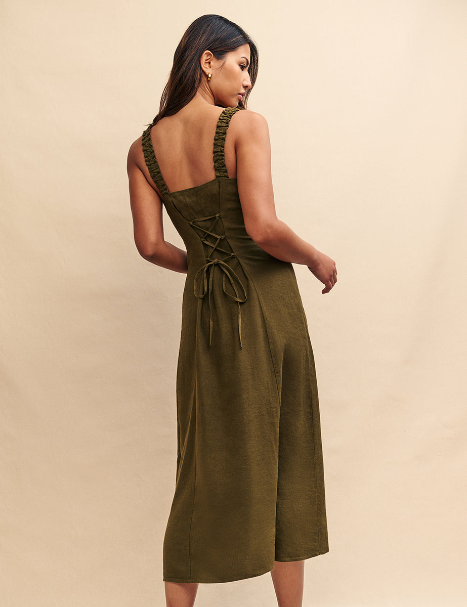 Khaki Green Gill Midi Dress