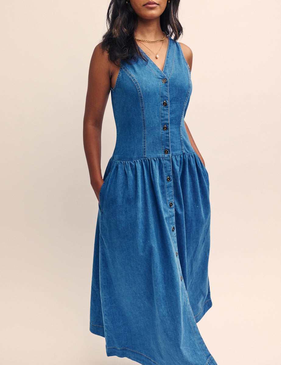 Dark Blue Denim Westbourne Midi Dress