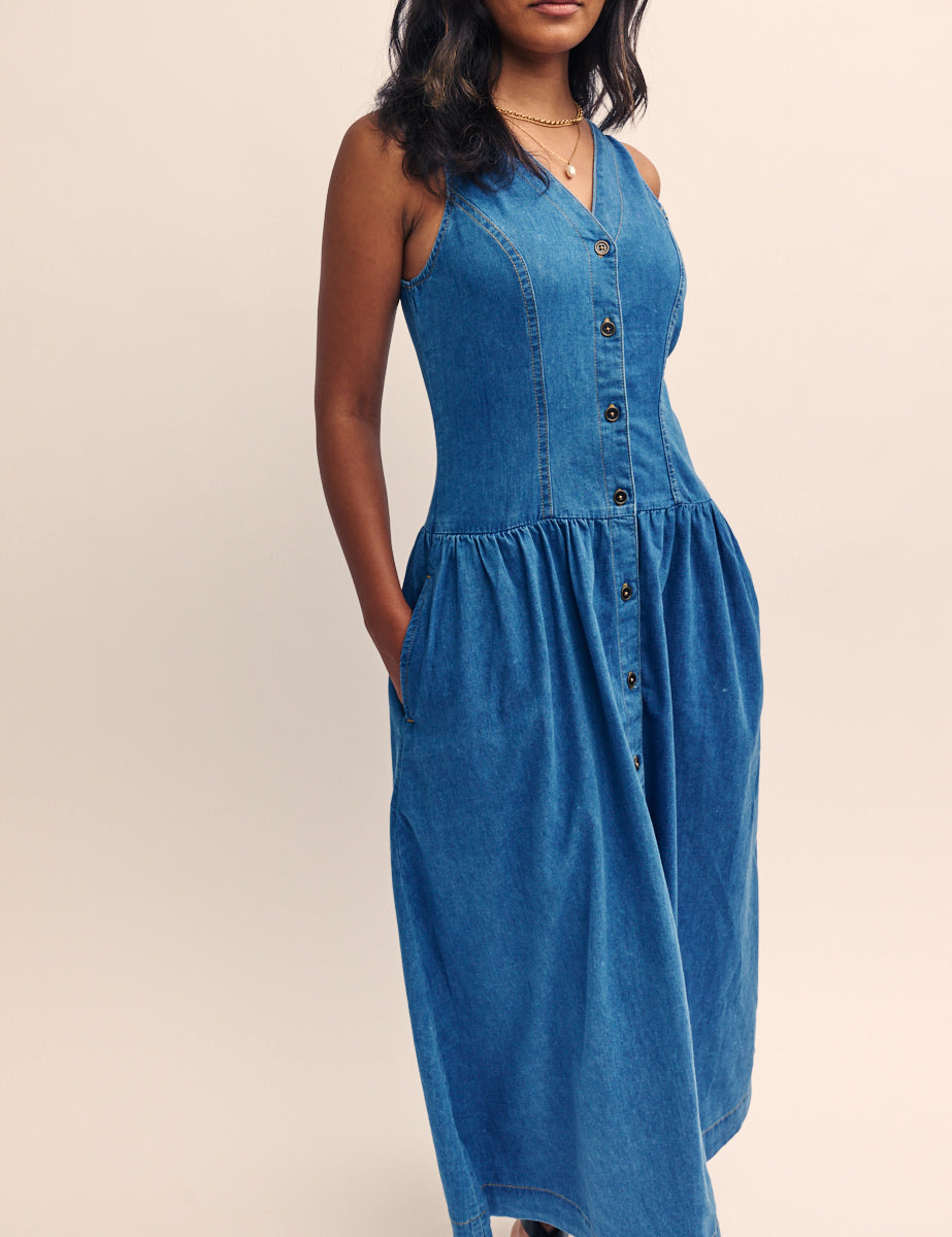 Dark Blue Denim Westbourne Midi Dress