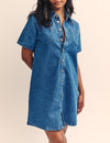 Mid Wash Blue Denim Parton Mini Dress